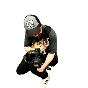 A Photographer Crouches With A Kitten During A City Street Shoot, Capturing A Candid Moment. 19105 - Cat PNG image with transparent background